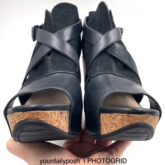 Black nubuck leather Naya cork heel Maple platform sandals pumps US 7.5 - Picture 5 of 14